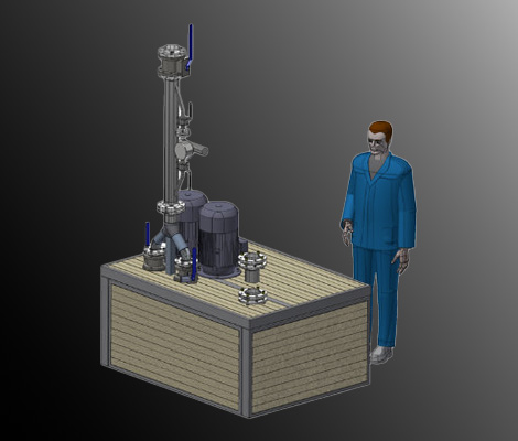 Visualizzazione della stazione di carico industriale a doppia pompa, vista esterna