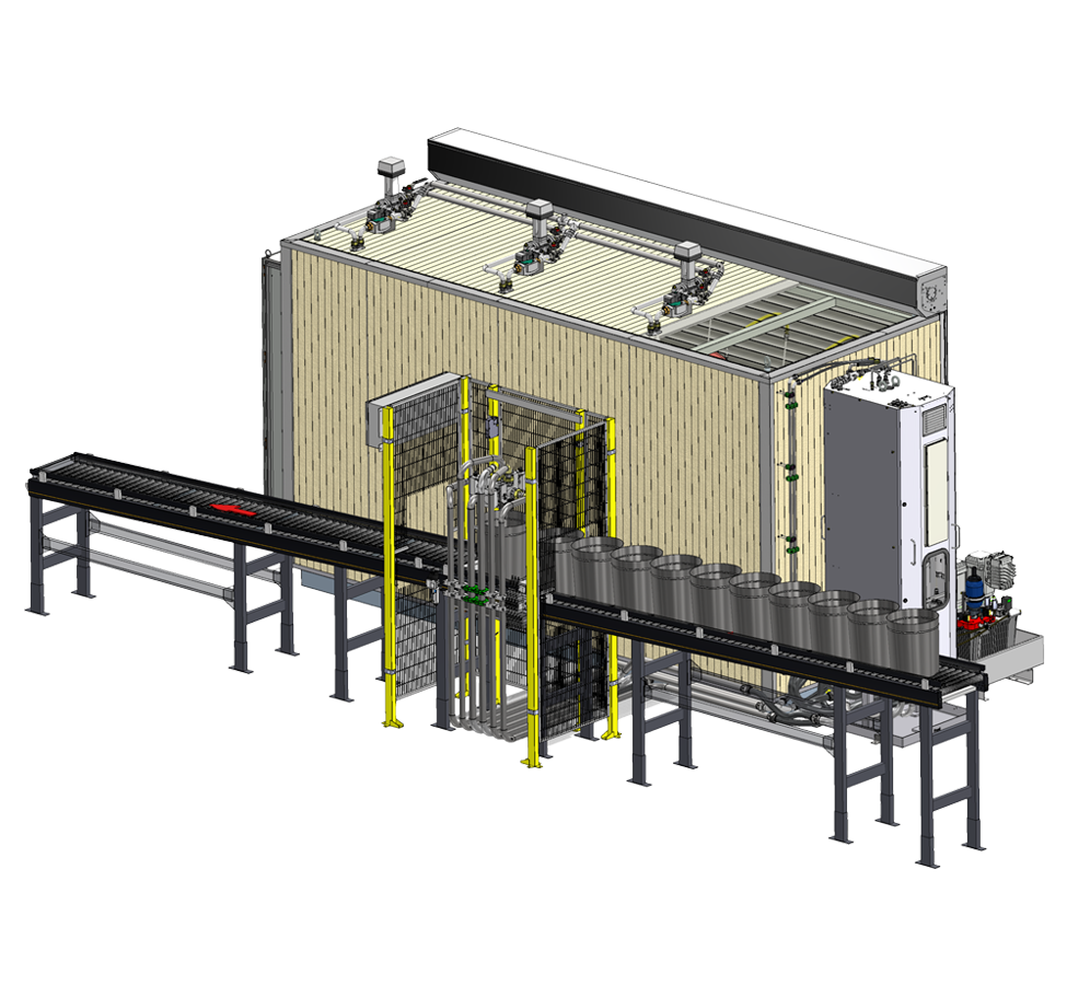 Zeichnung einer Handhabung und Dosierung von 3 flüssigen Komponenten für den Gummi-Mischprozess